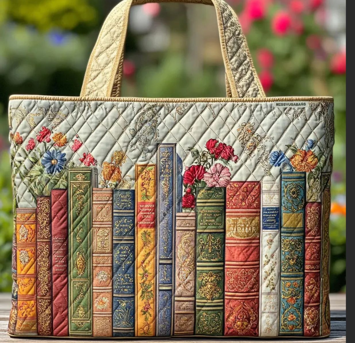 Digital-print Quilting Tote Bag, Commuter Casual Cotton-padded Jacket Bag