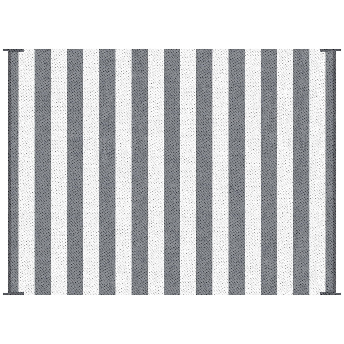 Outsunny - Reversible Outdoor Rug, 9' x 12' Waterproof Plastic Straw Floor Mat, Portable Rv Camping Carpet With Carry Bag, Large Floor Mat For Backyard, Deck, Picnic, Beach - Gray & White Striped