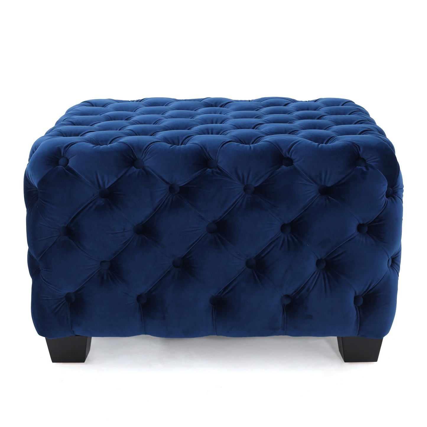 Modern Glam Ottoman with Upholstery and Button Tufted Design