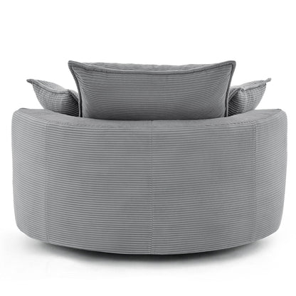 360° Swivel Accent Barrel Chair With Dual Layer Cushion And 3 Removable Pillows