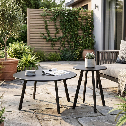 2-Piece Round Nesting Coffee Table Set, Modern