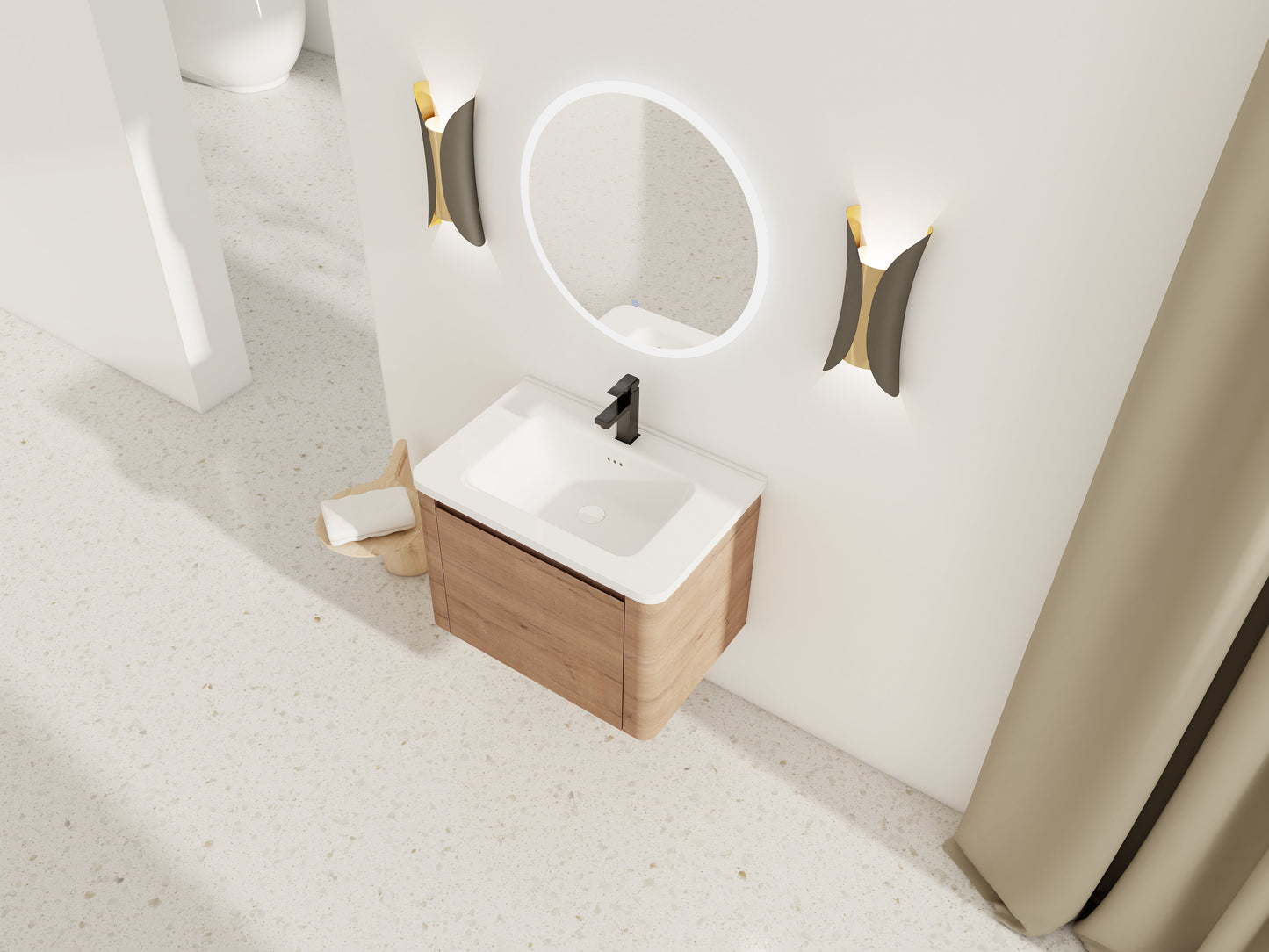 28'' Wall-Mounted Bathroom Vanity with Ceramic Sink