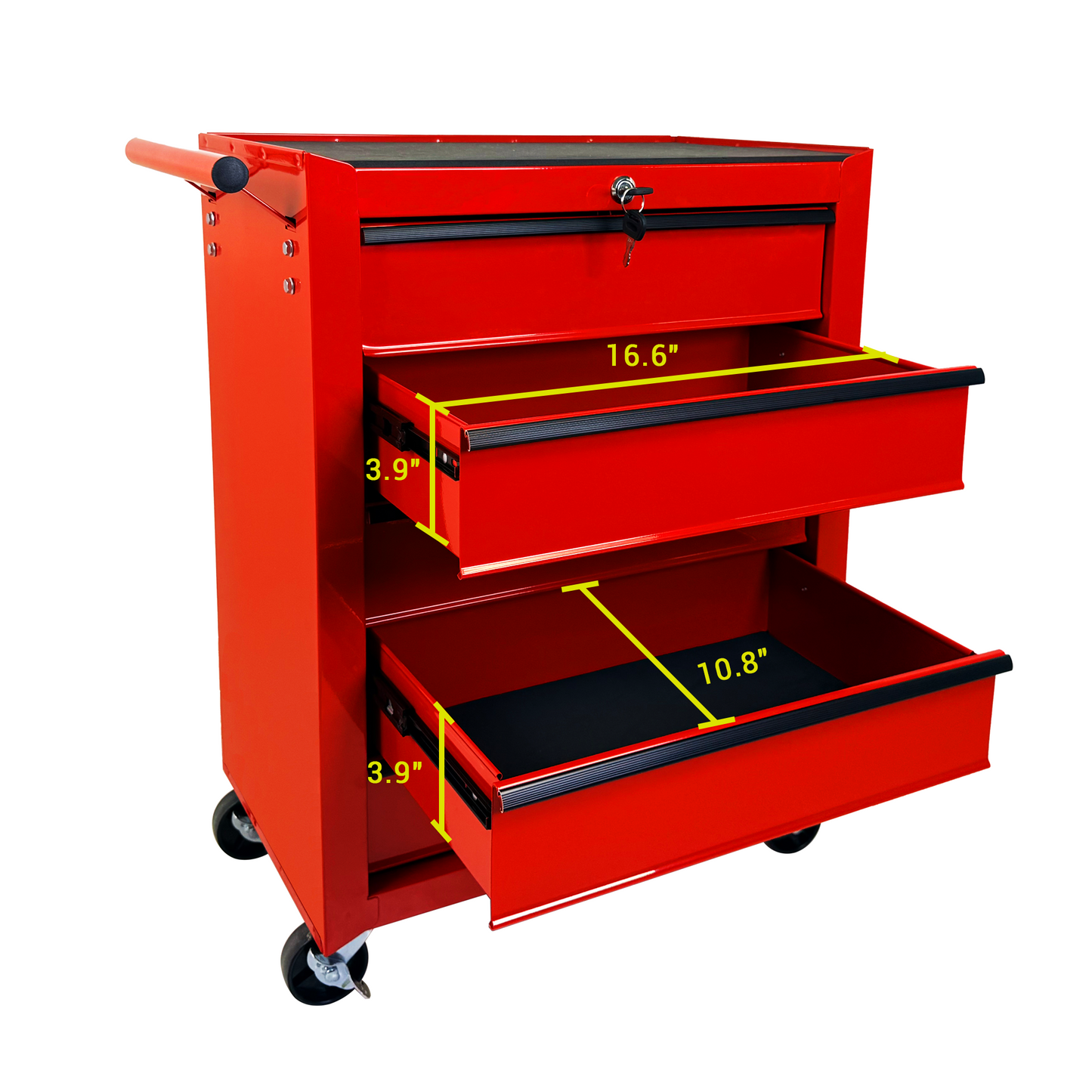 Rolling Metal Tool Chest with 5 Drawers, 20" Steel Cabinet - Red