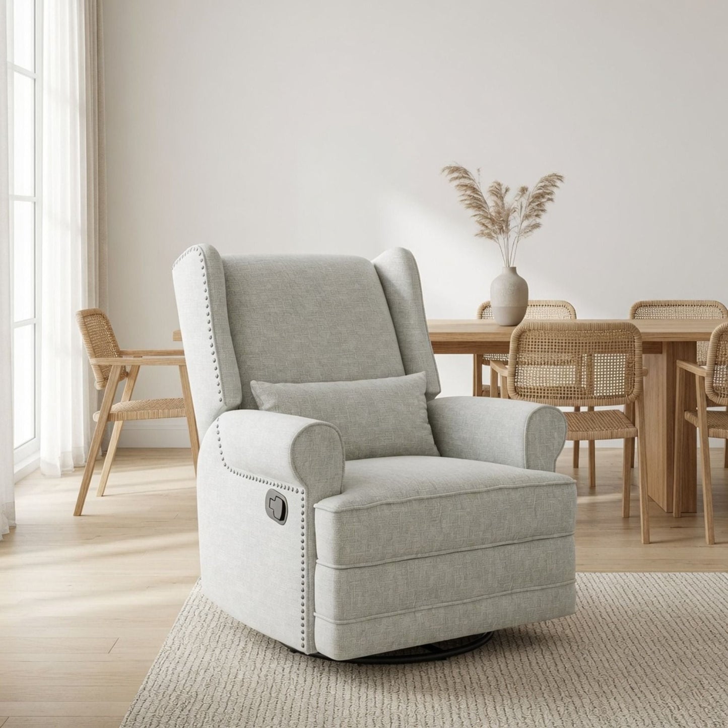 Extra Wide Swivel Recliner Glider Chair With Footrest