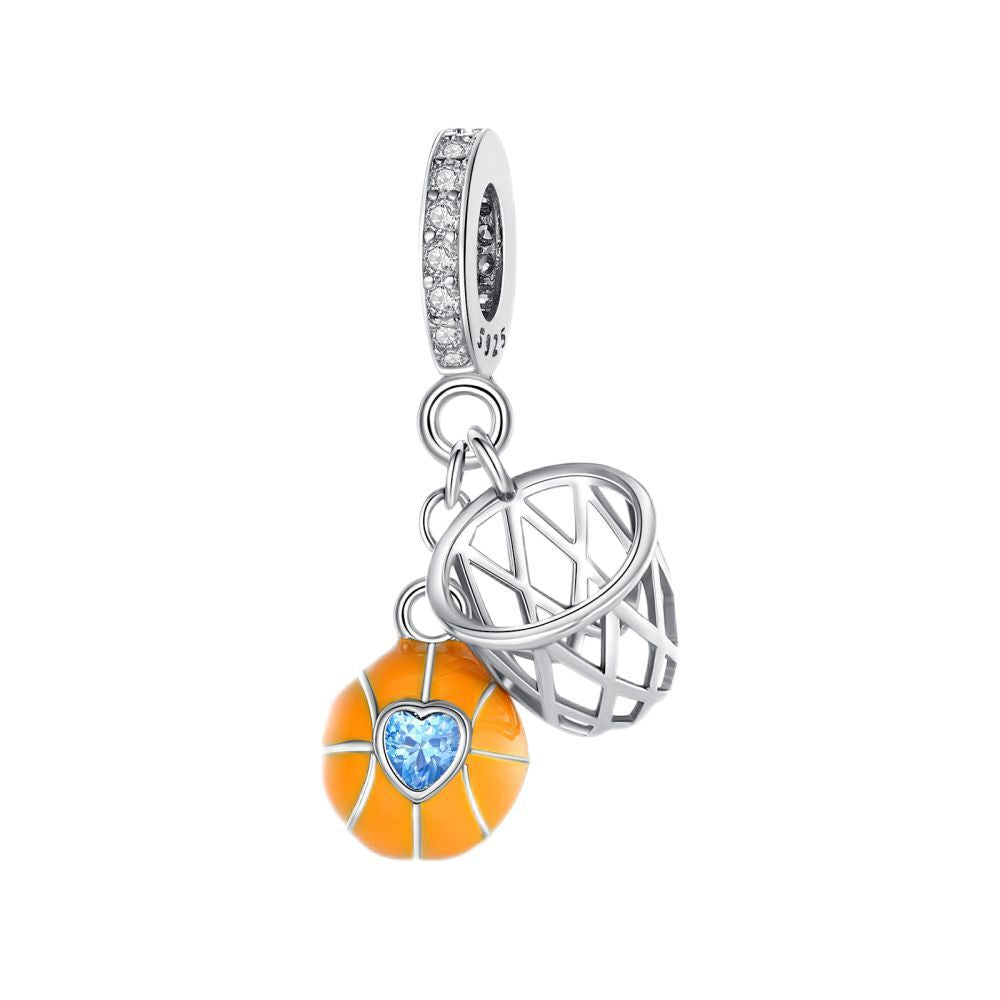 Sports-themed Volleyball And Basketball DIY Silver-plated Pendants
