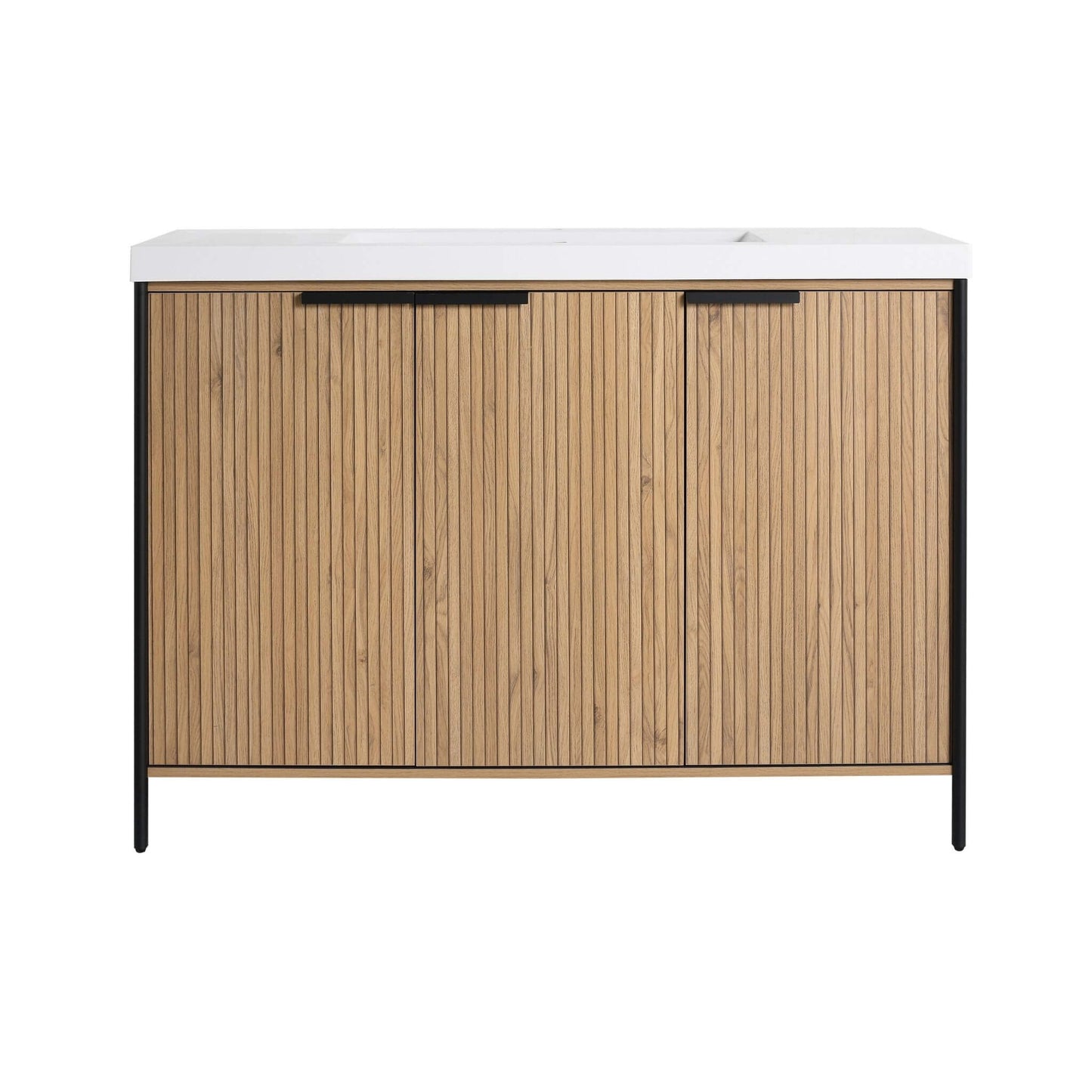 Nuvia 48-Inch Modern Light Coffee Freestanding Vanity With Resin Sink (SAK97502)