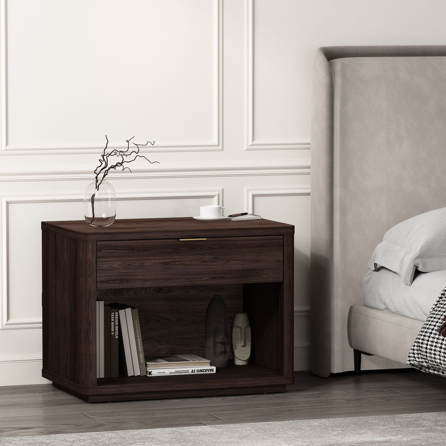 Evelyn - Nightstand With 1 Drawer And Open Shelf
