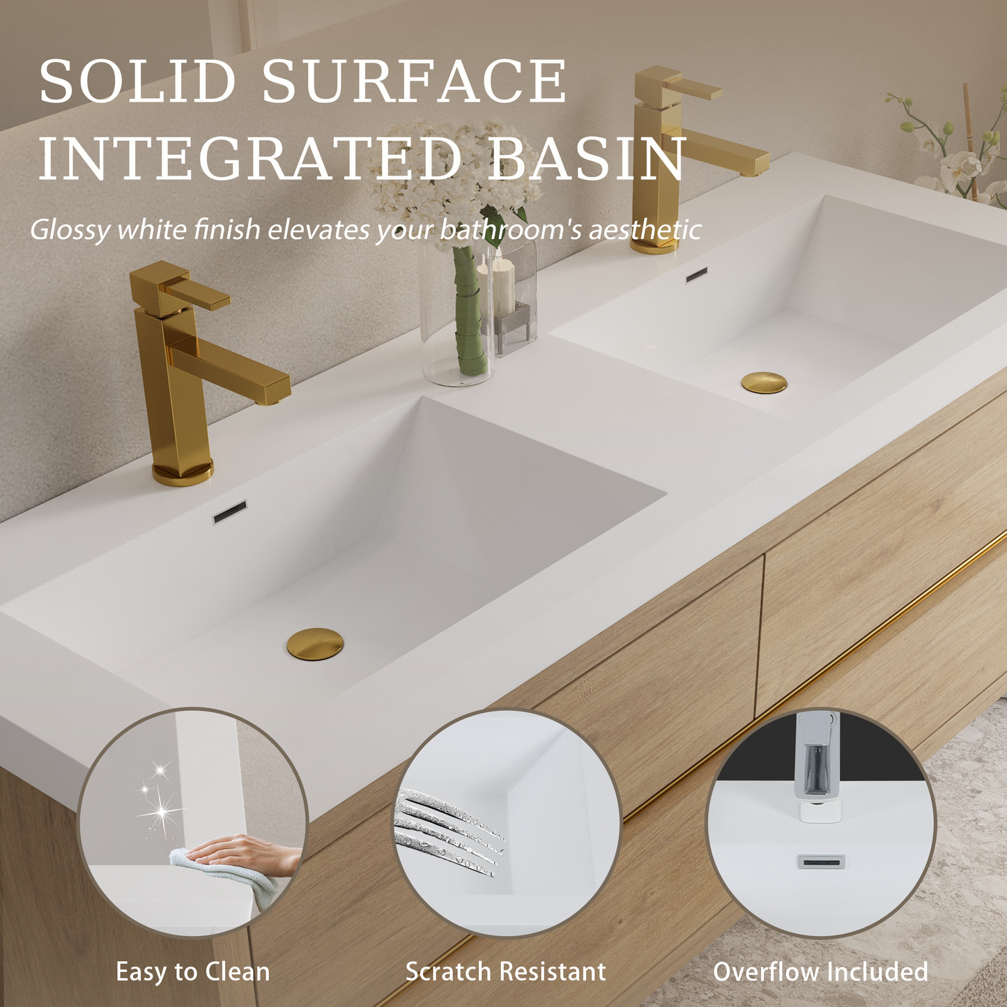 60" Wall-Mounted Bathroom Vanity with Double Sinks