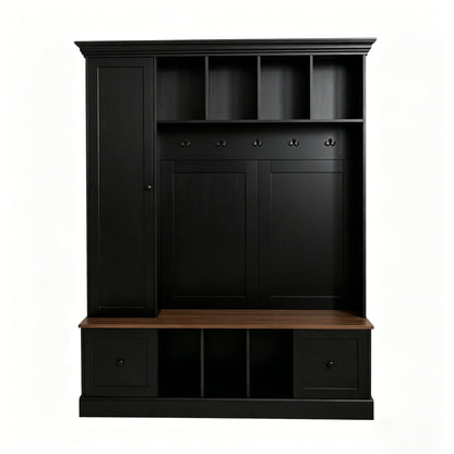 Vibe Haus 62.2'' Farmhouse Hall Tree with Shoe Storage Bench