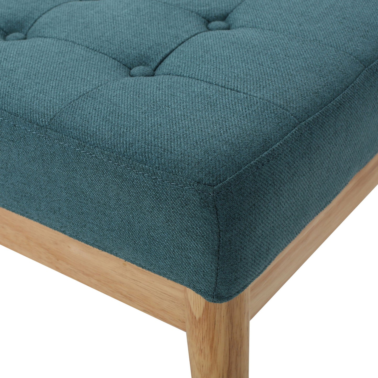 Vibratory Button Tufted Upholstered Ottoman with Splayed Wooden Legs