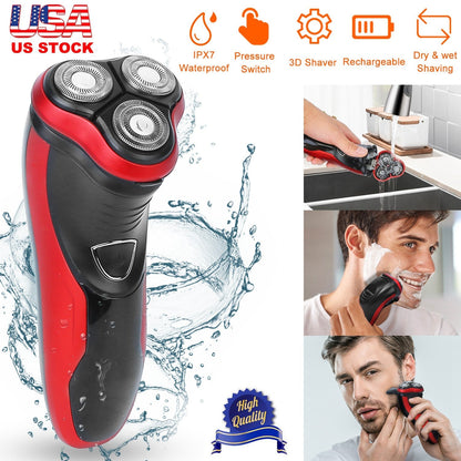 Electric Shaver Razor for Men IPX7 Waterproof Beard Trimmer 3D Rechargeable Painless Rotary Shaver with Pop up Trimmer 2 in 1 Electric Shaver