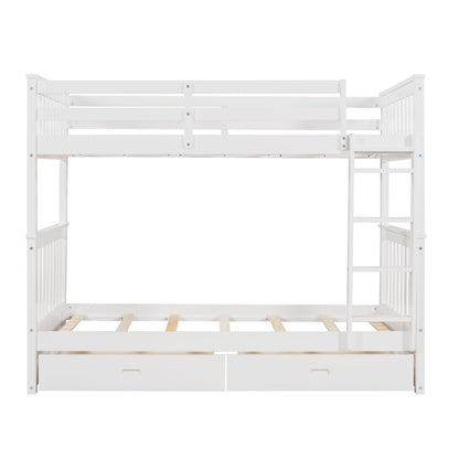 Bunk Bed With Ladders And 2 Storage Drawers