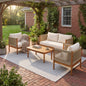 4-Piece Outdoor Sofa Set with Acacia Wood Frame in Teak Look
