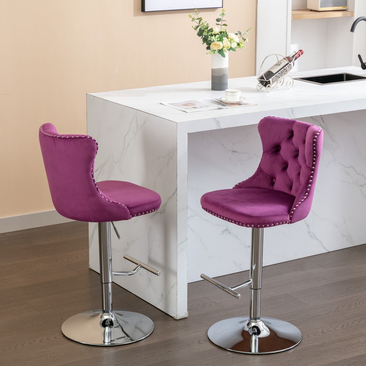 Swivel Adjustable Height Barstools Set of 2