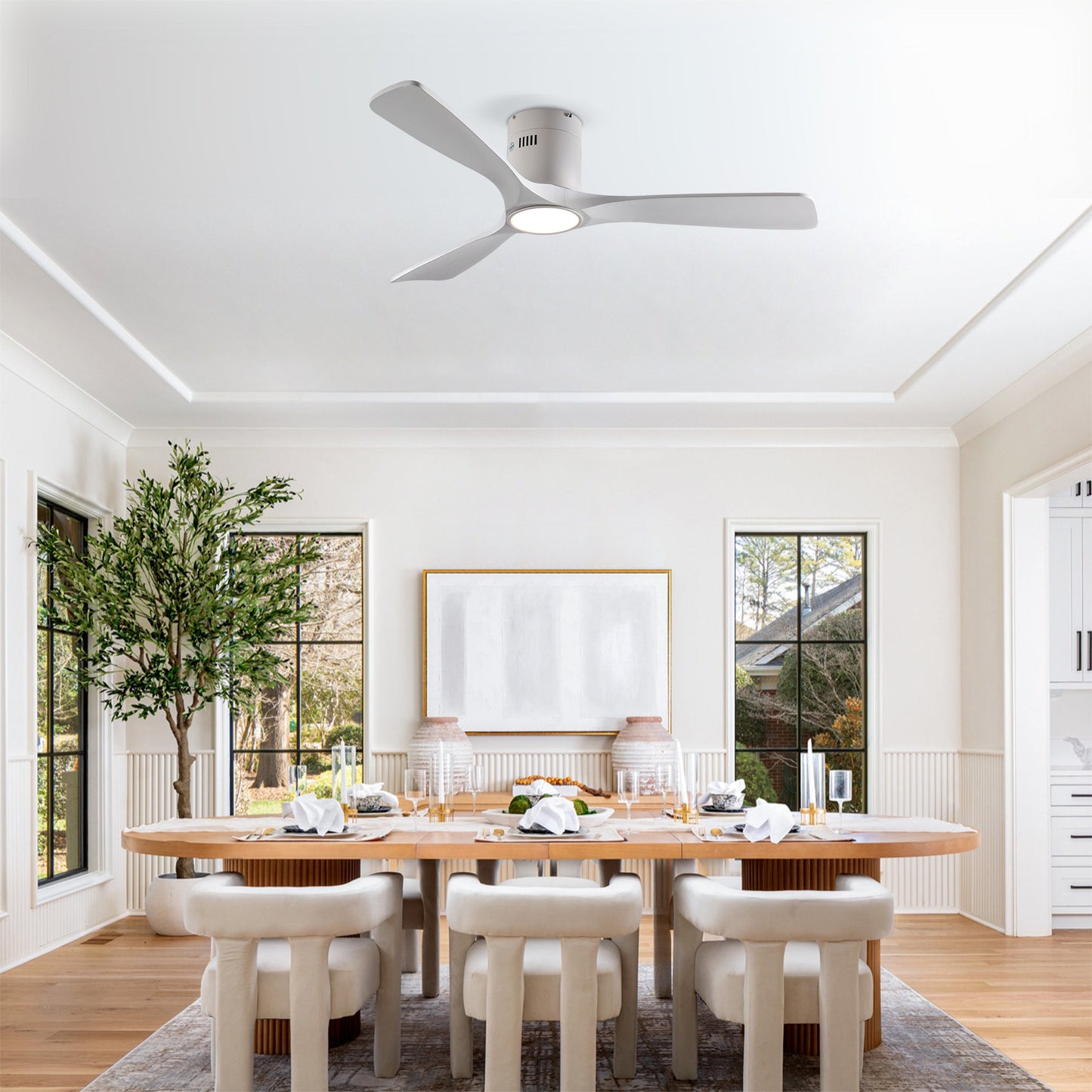 52 Inch Mounting Type Solid Wood Ceiling Fan With Light Kit