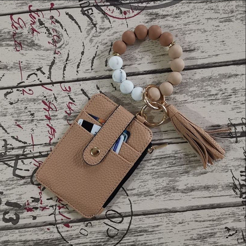 Silicone Bead Bracelet Leather Wallet
