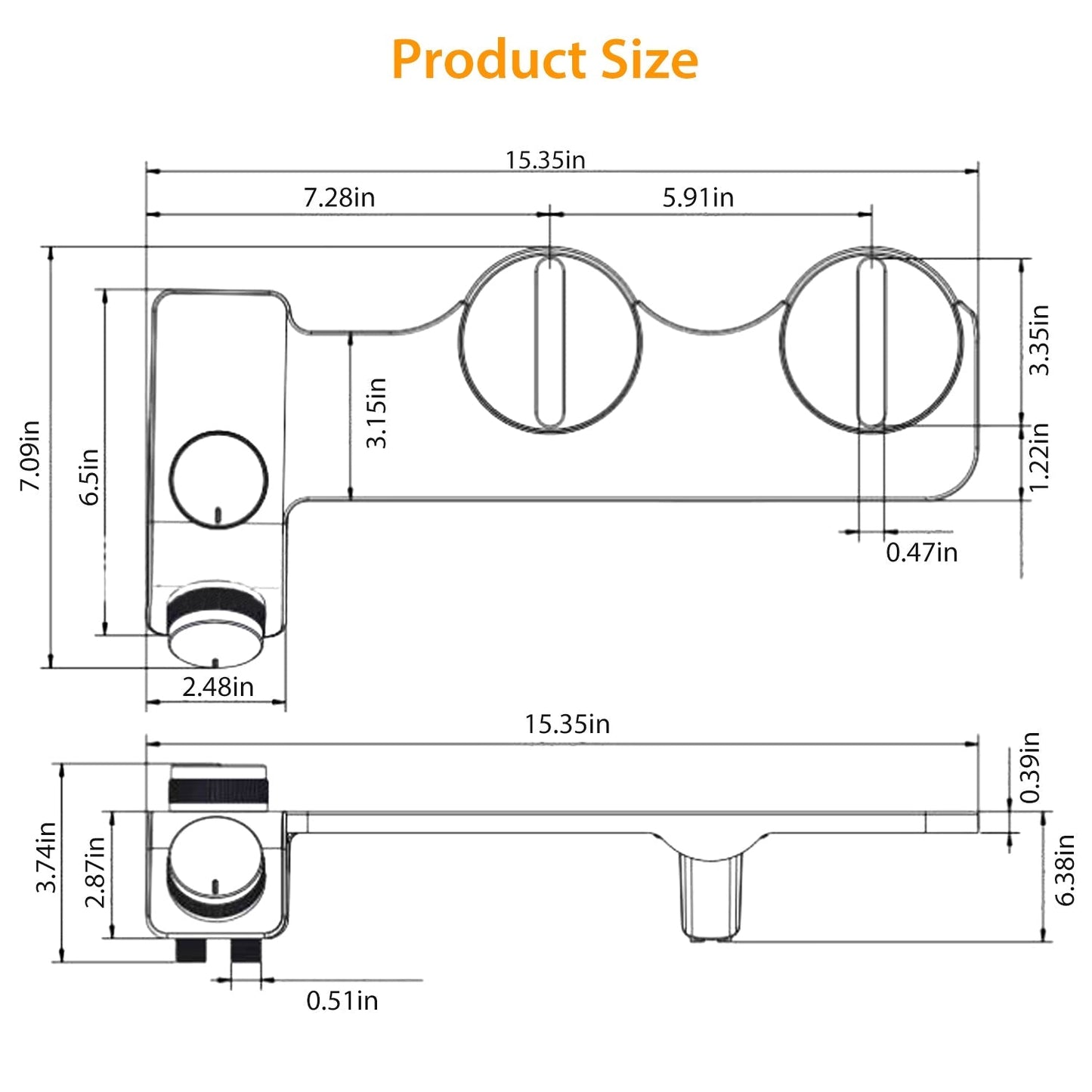 Bidet Attachment Non-Electric Fresh Water Bidet Sprayer Toilet Seat Attachment with Self Cleaning Dual Nozzles Cold Warm Water Temperature Pressure Co