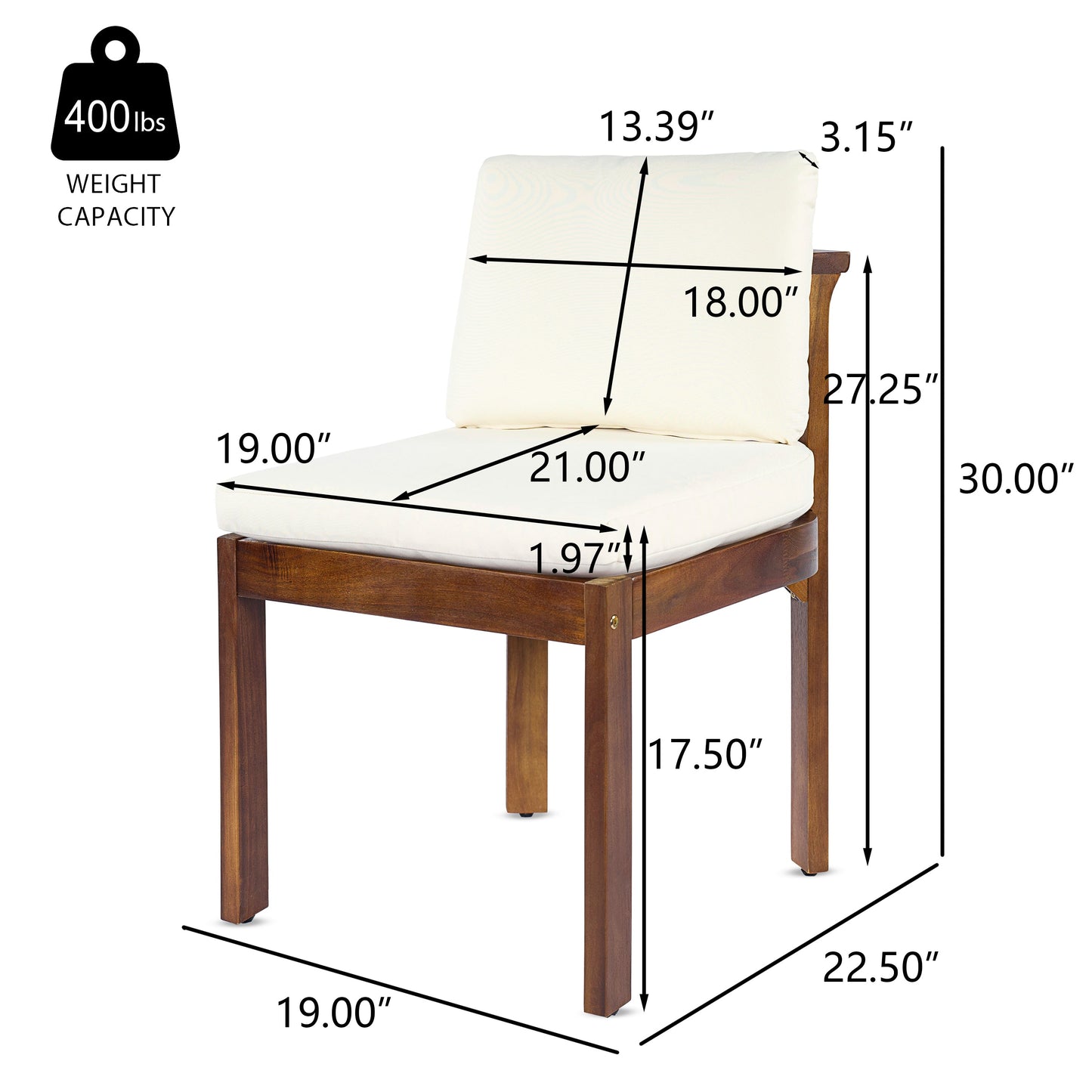 Acacia Wood Outdoor Dining Chair (Set of 2)