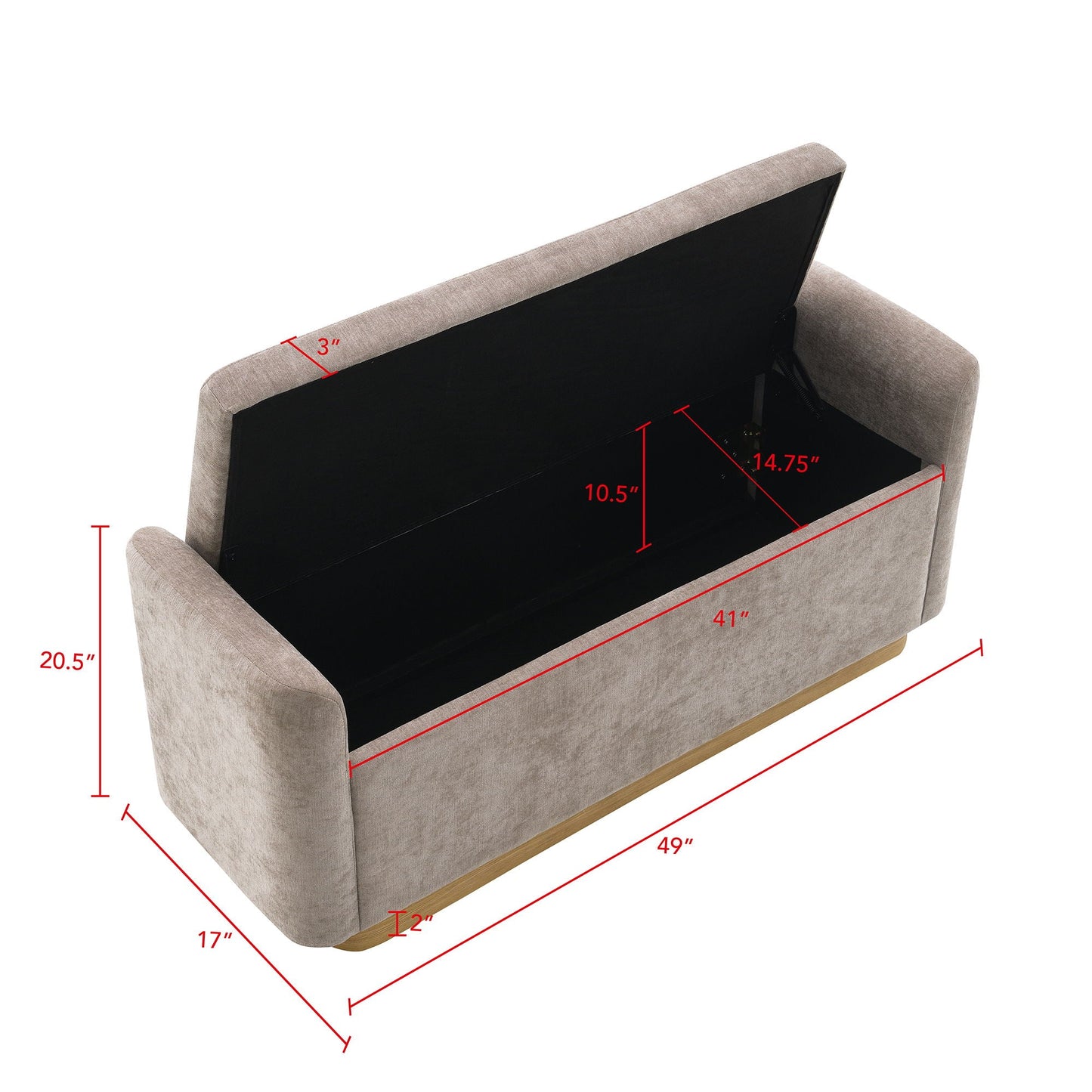 Upholstered Storage Bench With Safety Hinge