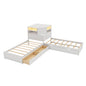 L-Shaped Bed Frame With Trundle, Built In Desk & LED Lighting