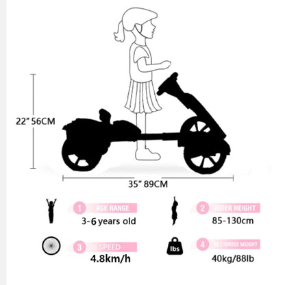 Electric Kids Pedal Go Kart With Adjustable Seat, Foldable Design