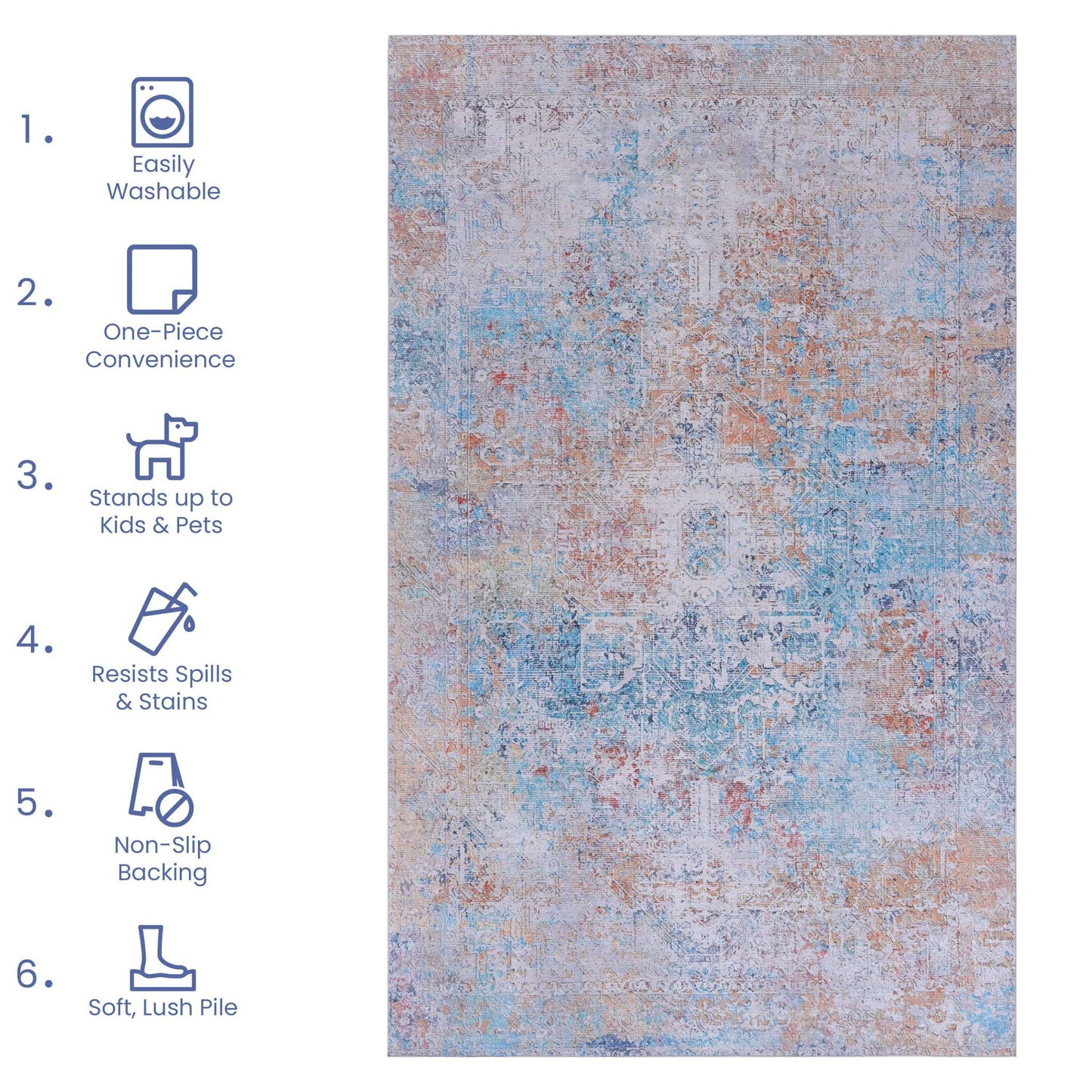 Maval - Unique Washable Area Rug