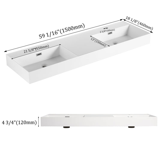 60 Inch Bathroom Resin Sink