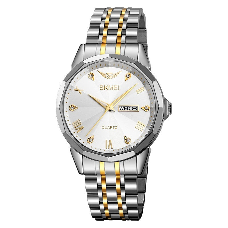 Business Solid Steel Band Calendar Casual Waterproof Watch