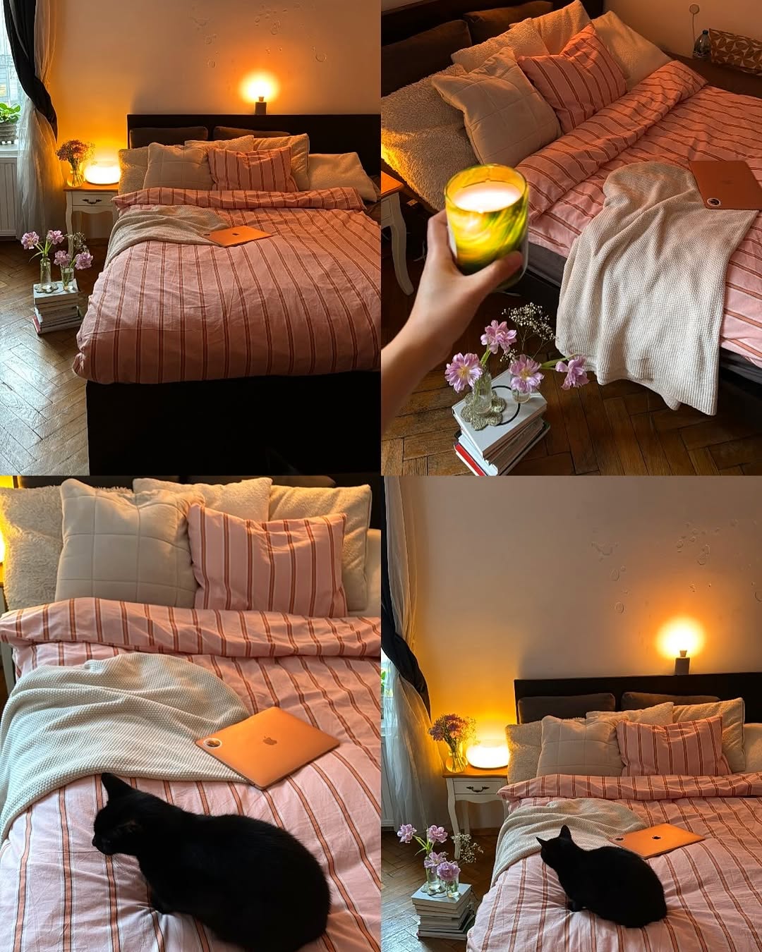 Minimal Stripe Bedding Set / Green