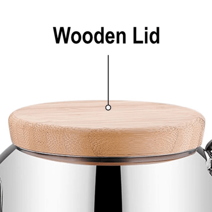 Korkmaz Montana Stainless Steel 2.3L Teapot with Wooden Lid