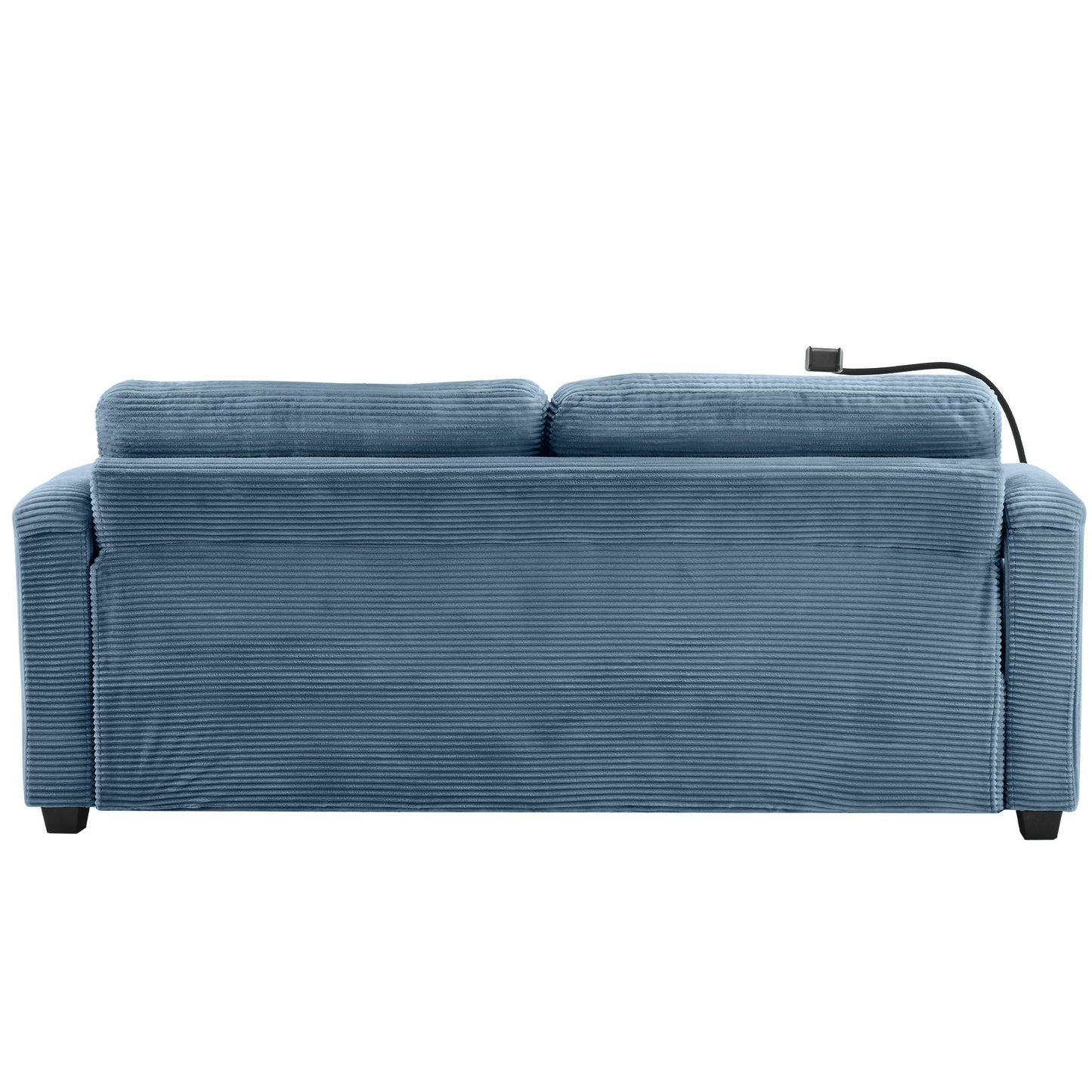 Sleeper Sofa Loveseat Sofa With Full Size Mattress, 2 USB Ports, 2 Cup Holders, 2 Side Pockets And Phone Holder