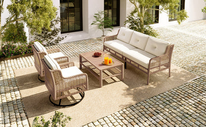 4 Pieces Patio Furniture Set with Swivel Chairs