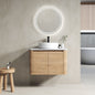 30" Wall-Mounted Bathroom Vanity With Ceramic Art Sink & 2 Soft-Close Doors