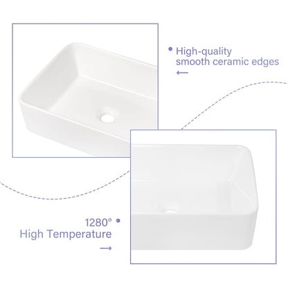 Modern European Design Ceramic Rectangular Vessel Bathroom Sink
