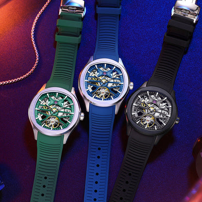 Mens Watch With A Transparent Mechanical Skeleton Dial