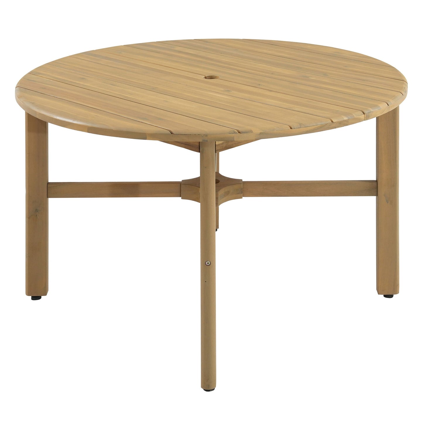 5 Piece Round Patio Table & Cushioned Armrest Chairs, Outdoor Dining Set With Umbrella Hole
