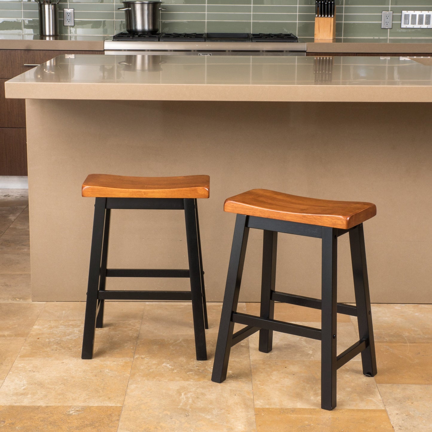 Wood 24" Saddle Stool