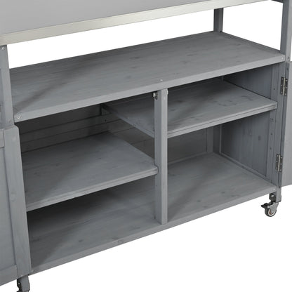 Foldable Outdoor Kitchen Island Patio Mobile Kitchen Cart