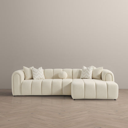 Beatrice - Modern Tufted Right Sectional Sofa - Ivory