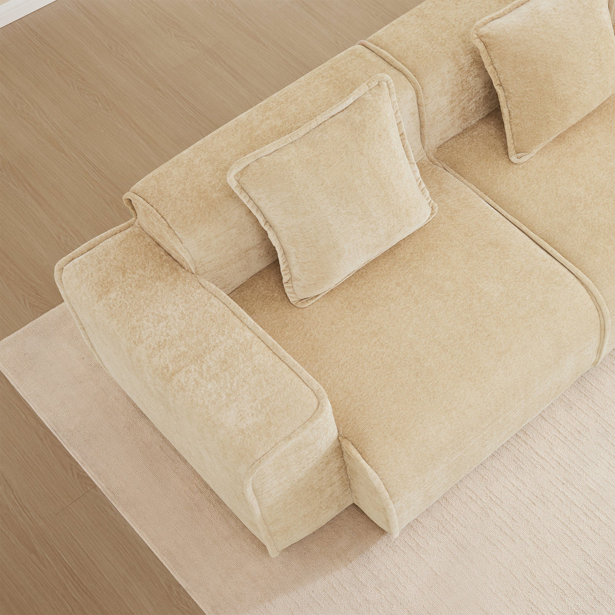 Armless Sofa Velvet-Light Camel
