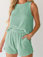 Round Neck Sleeveless Top and Shorts Set