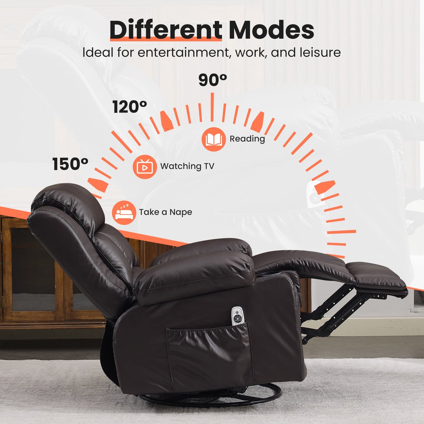 360° Swivel Rocker Recliner for Adults