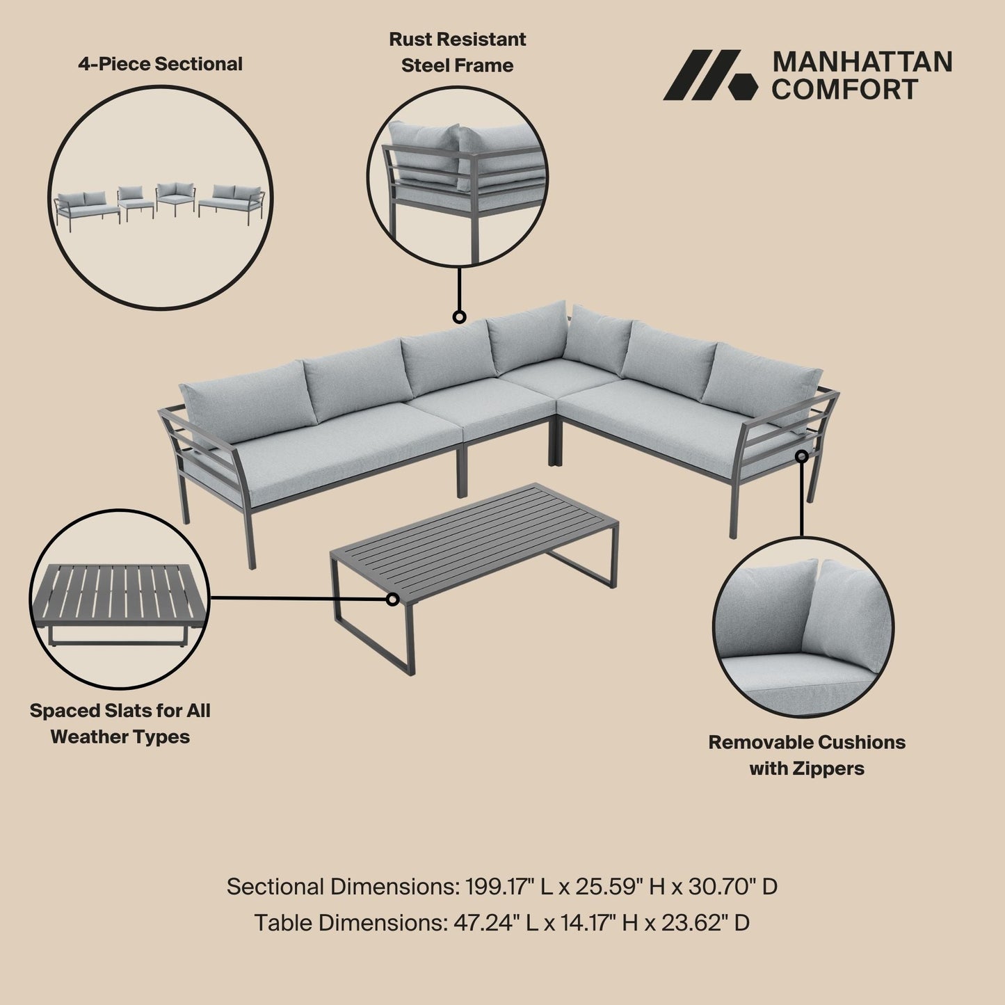 Sunnyside - 5 Piece Outdoor Conversation Set
