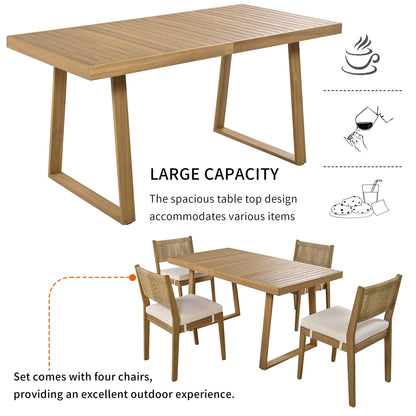 U_Style Multi-Person Outdoor Acacia Wood Dining Table and Chair Set