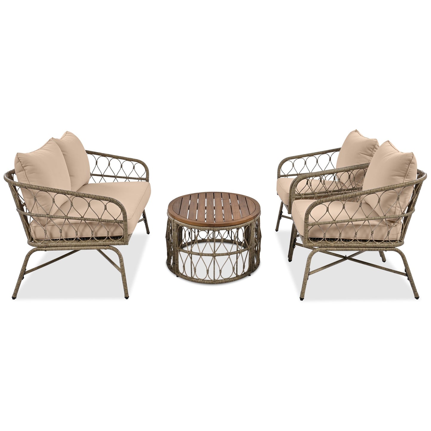 Bohemia-Inspired 4-Person Outdoor Seating Group With Removable Cushions