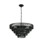 24" Rustic 5-Tier Black Hemp Rope Pendant Light Chandelier