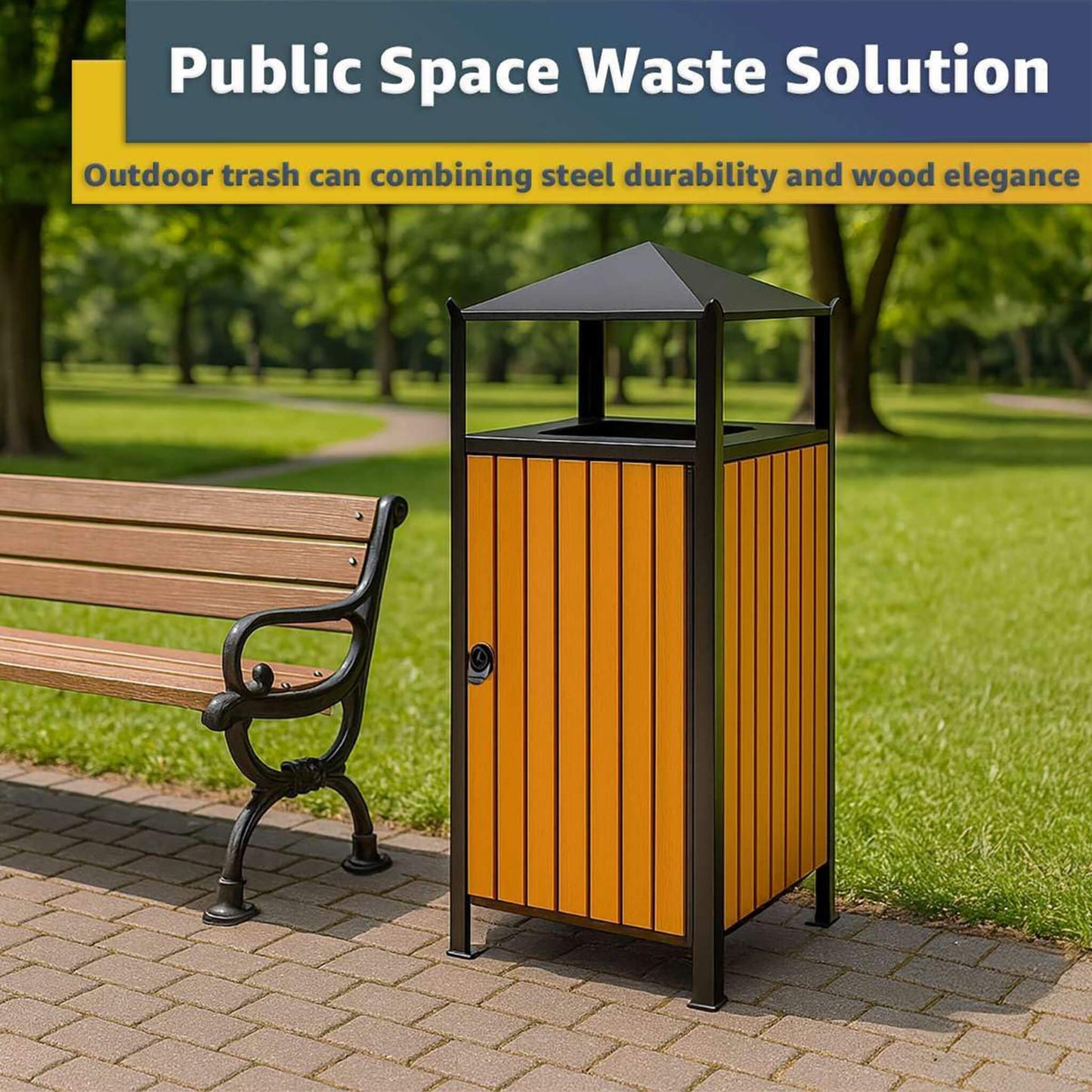 49-Gallon Heavy-Duty Commercial Outdoor Trash Can With Covered Top (SAK72136)