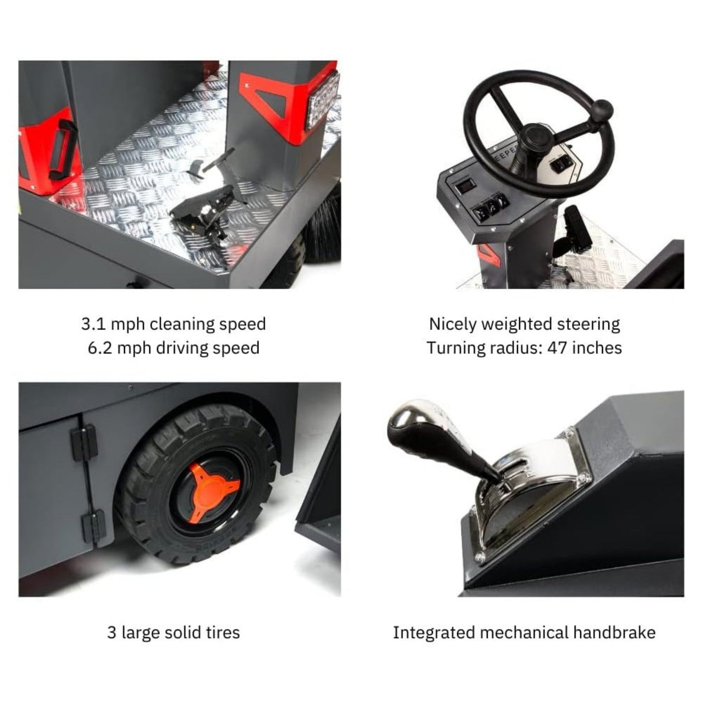 49-Inch Heavy-Duty 1400W Electric Industrial Ride-On Floor Sweeper With Dustbin & Water Tank (SAK18436)