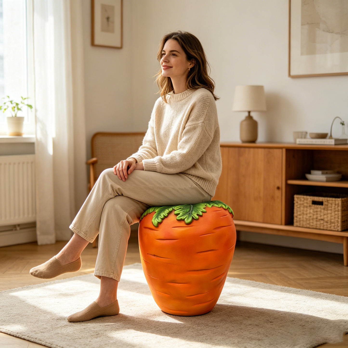 16" Oversized Carrot-Shaped Resin Stool