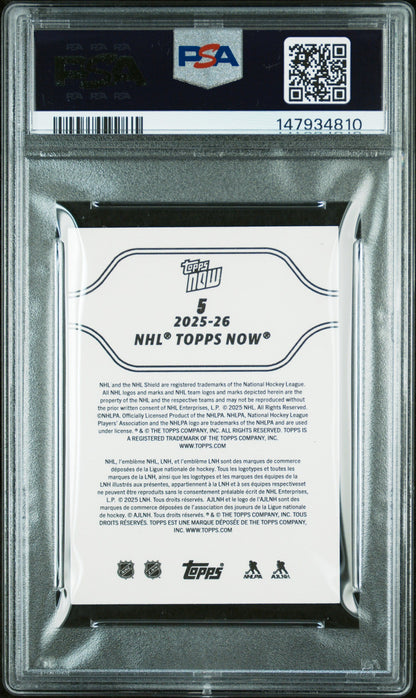 Graded 2025 Topps Now Matthew Schaefer #5 Red Ice Parallel /5 Rookie RC Hockey Card PSA 6 Excellent